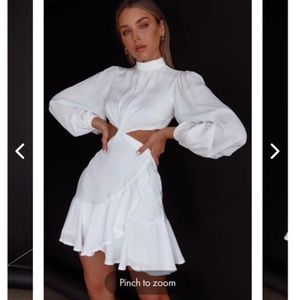 Selfie Leslie White Cut Out Long Sleeve Dress